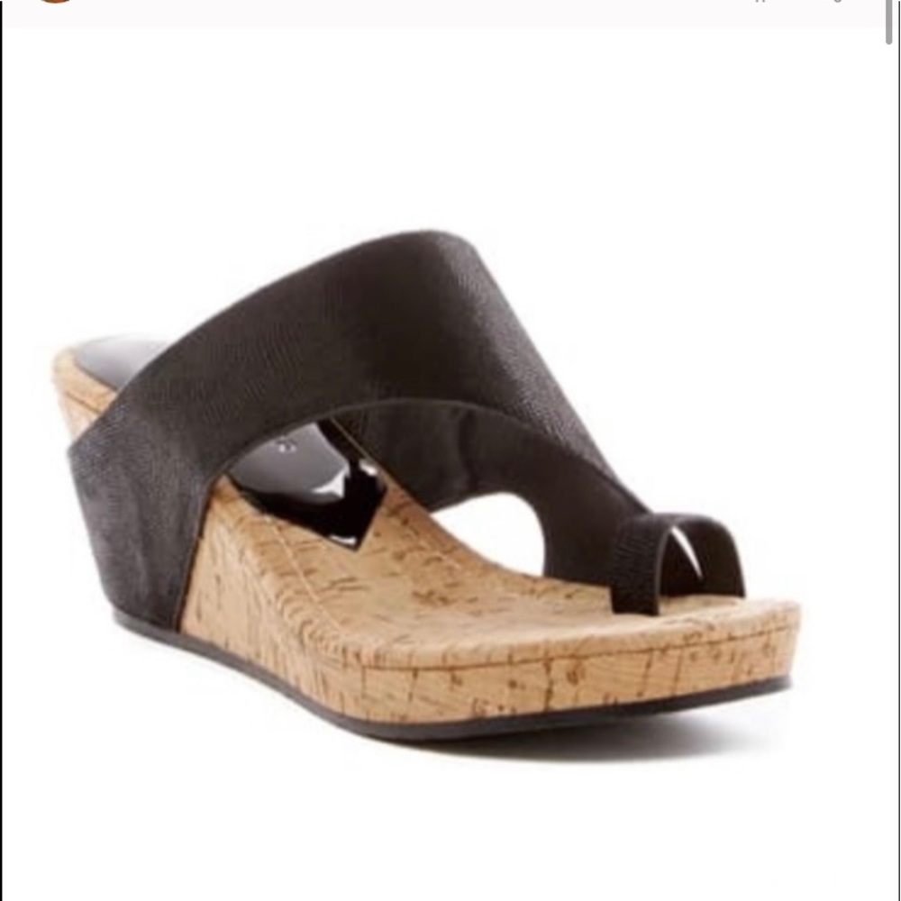 black wedge cork sandal